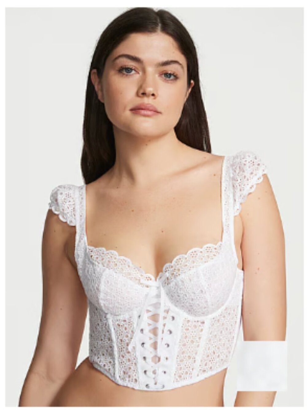 NWT victorias Secret Dream Angels White Eyelet Lace Unlined Corset Top Small DD